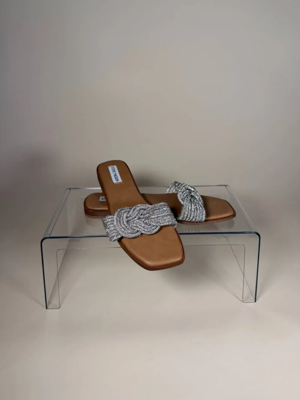 Steve Madden Solar Rhinestone Braided Slide Sandals Sz 10